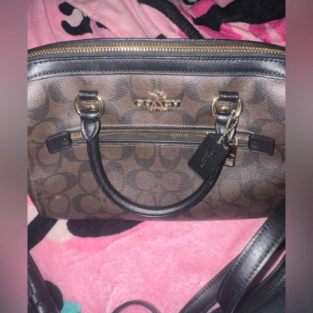 Coach Brown Rowan Signature Crossbody Satchel with Gold Hardware EUC - Picture 4 of 13
